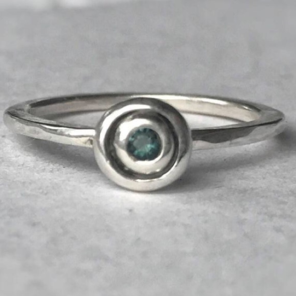 Handcrafted sterling silver green tourmaline ring